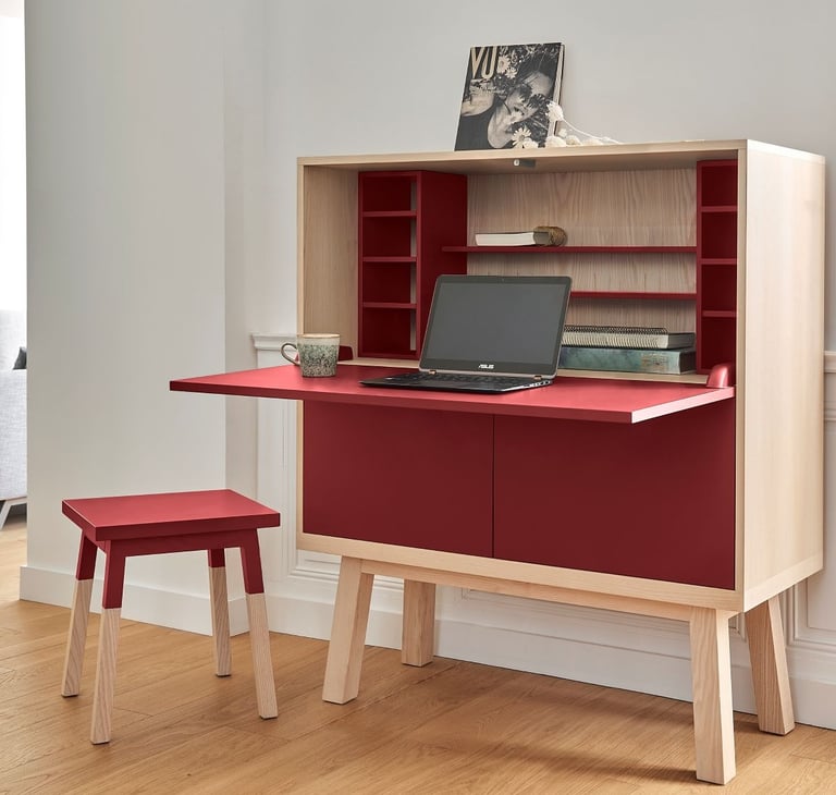Secrétaire modèle Kube rouge Mon Petit Meuble Français