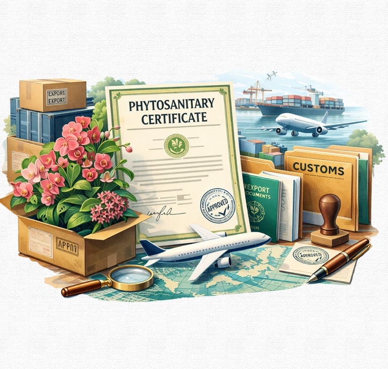Live plants shipping with legal export documents and phytosanitary certification