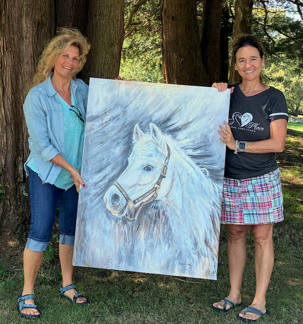 Horse portrait sanctuary fundraiser - white horse painting