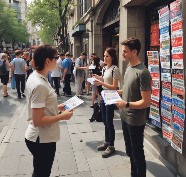 A McDonald's delivery person rides a bicycle through an urban area during twilight. The cyclist carries a branded delivery box on their back, and the streets are illuminated with streetlights and building lights. The scene features modern architecture with a mix of commercial storefronts.