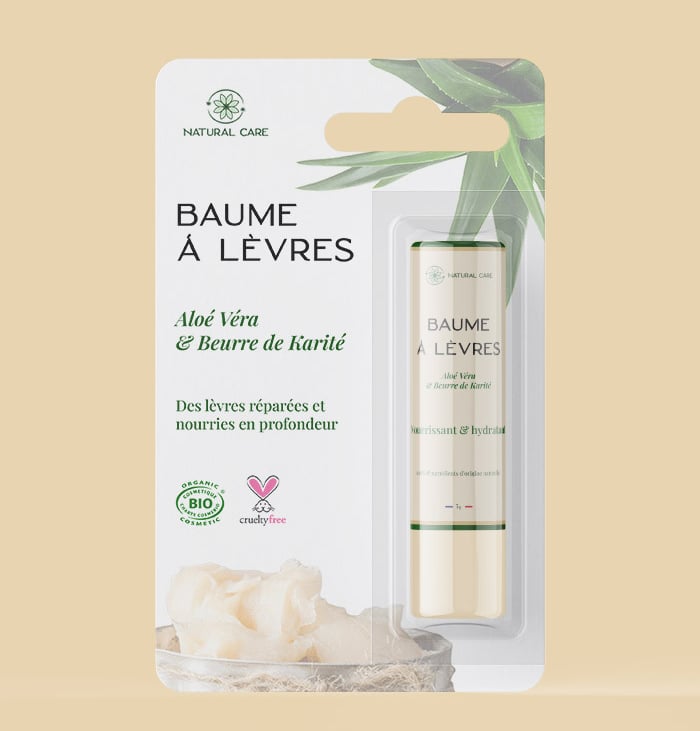 Packaging stick à lèvres cruelty free Natural Care
