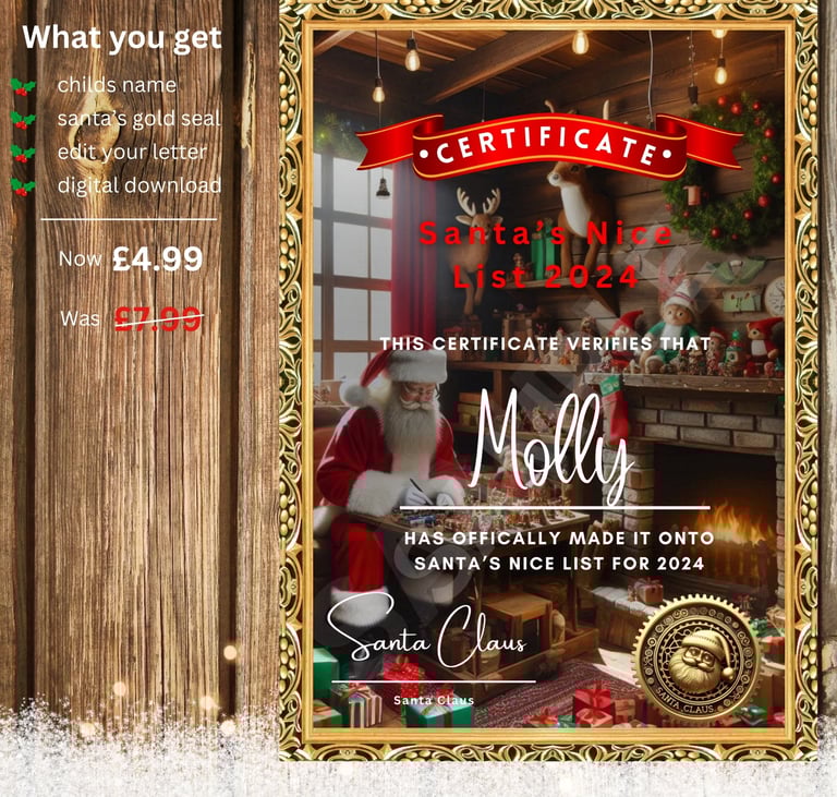 santa's nice list certificate