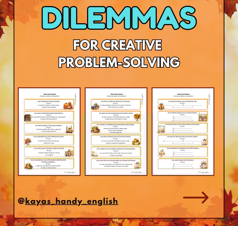 dilemmas for autumn and fall English lessons and speaking activities
