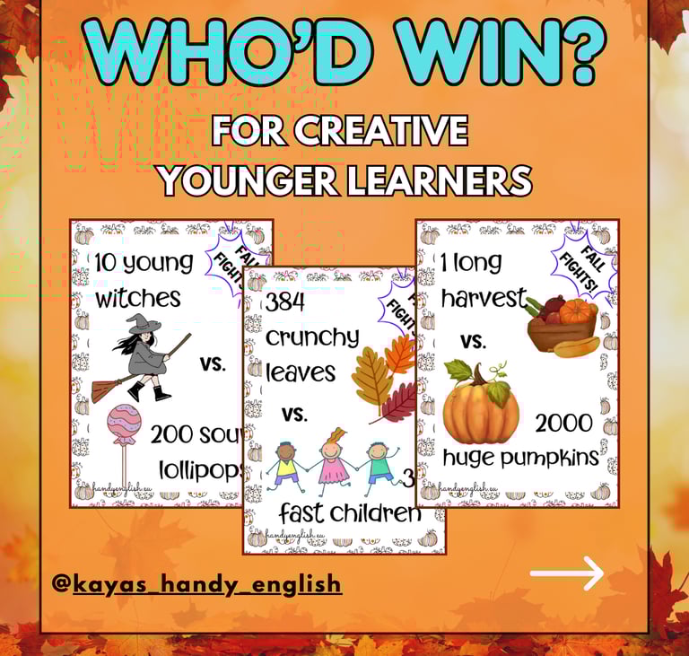 Speaking cards game for autumn and fall English lessons and speaking activities
