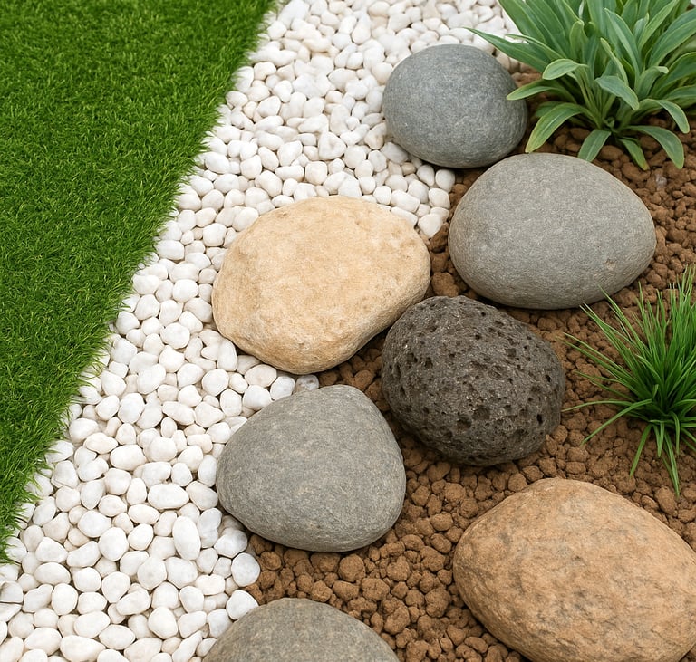 Bahçede kullanılan doğal taş peyzaj tasarımı