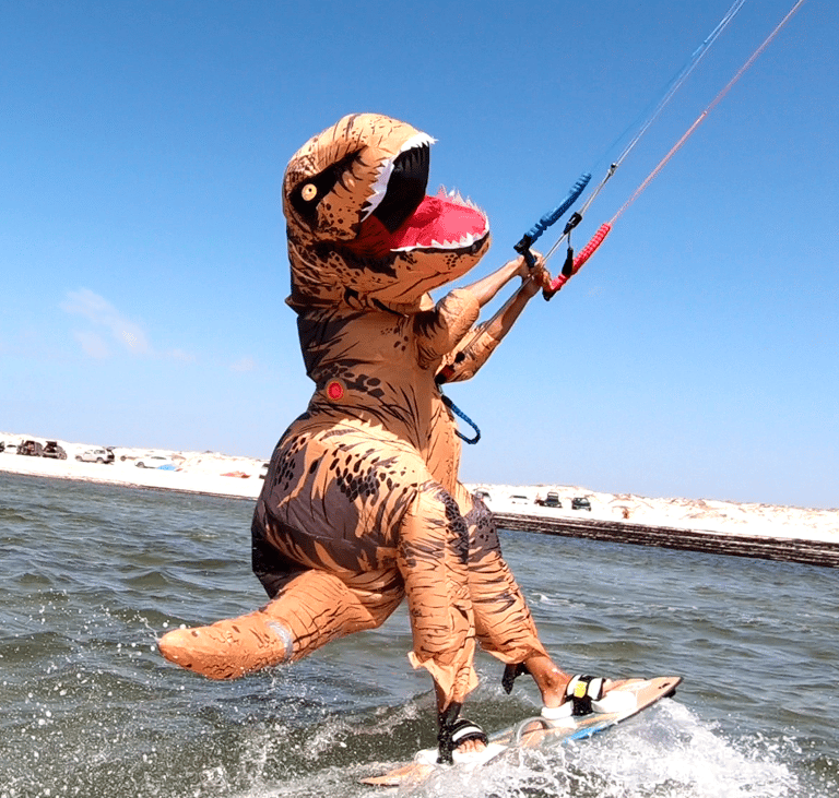 The instructor, dressed up like a Dino xD