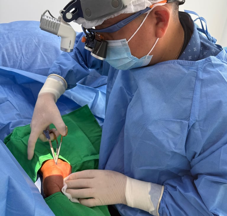 Imagen qe muestra al dr. tafur operando una un nervio periferico