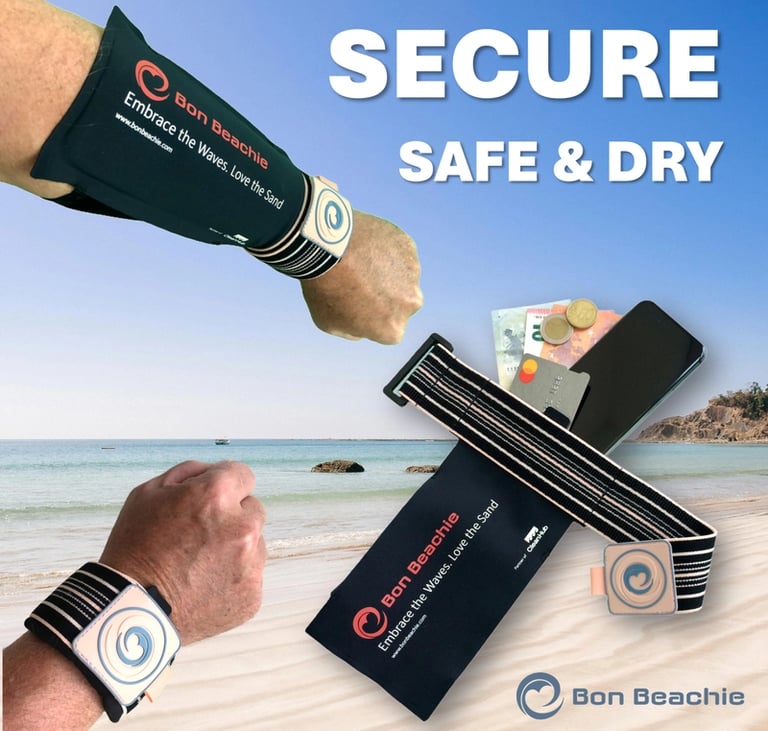 The Watertight Wristband Phone Pouch in use