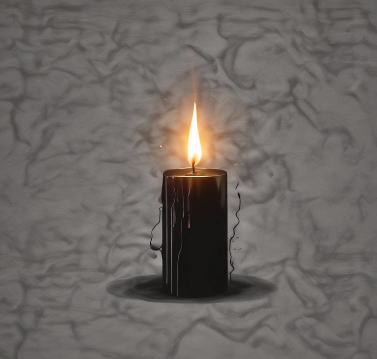 A warm glowing candle in a dark elegant setting with hints of green and gold, symbolizing hope and focus before a football match.