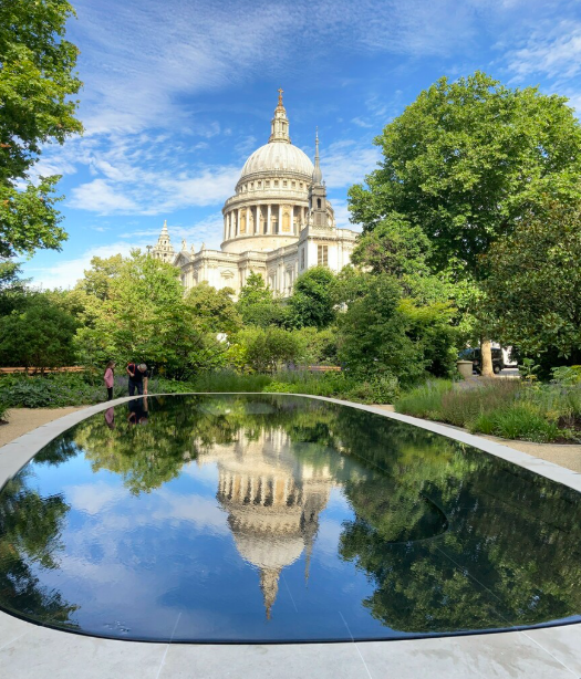 St Paul's Cathedral, one of the 'must see' landmarks in London, and its reflection on a nearby pond