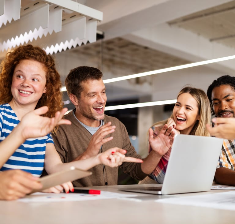 a group of people sitting around a table