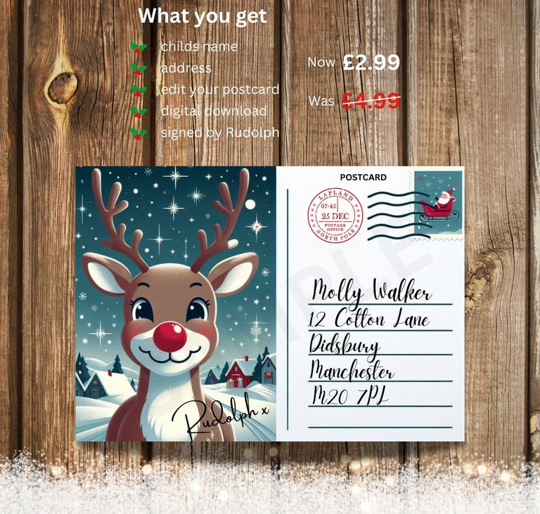 postcard from rudolph the red nosed reindeer