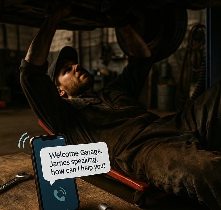 ai receptionist in a garage