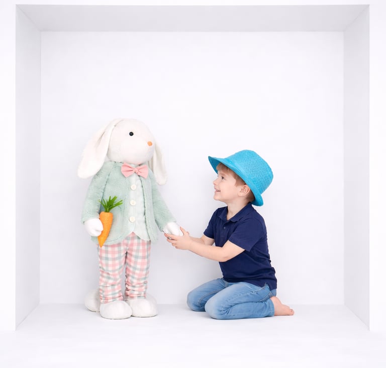 Easter kids portrait photography session with Easter bunny prop at In The Box Studio Perth