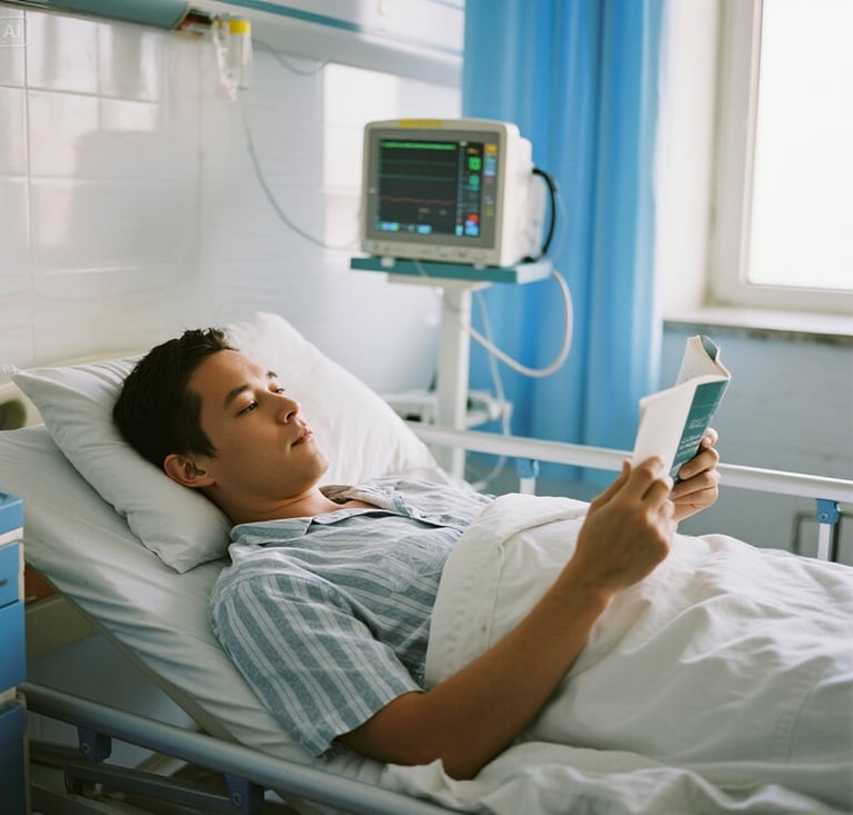 Pessoa com doença incapacitante no hospital