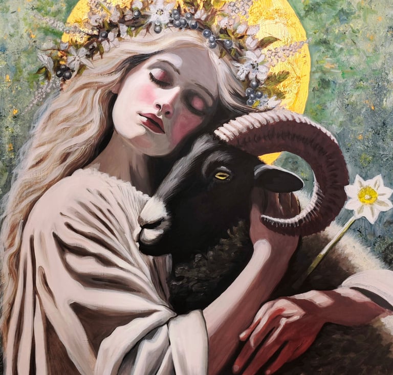 mignon janssen. auftragsarbeit in acryl. die weisse göttin