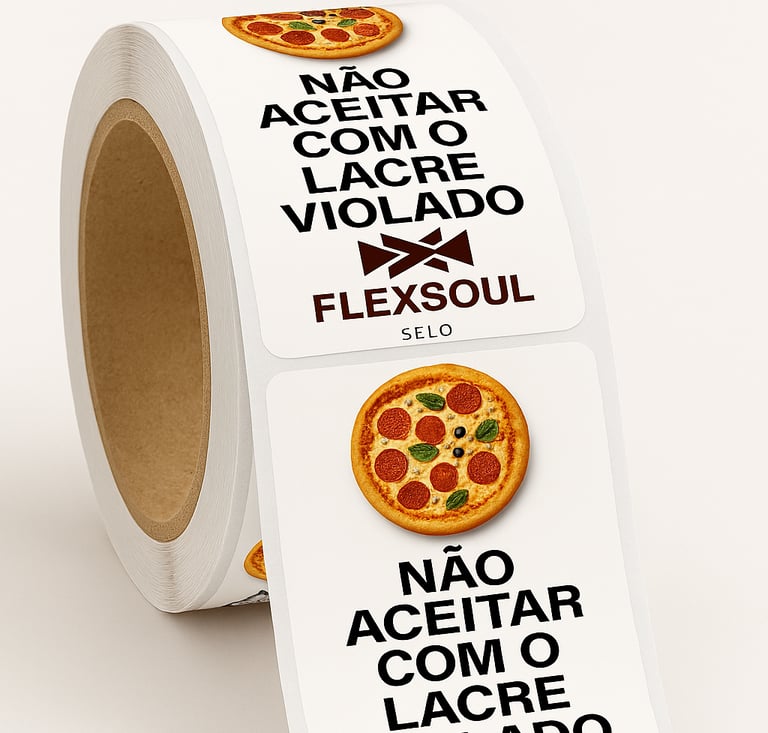 Imagem de um rolo de etiqueta de lacre de segurança.