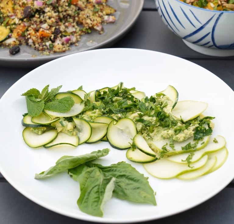 a table with a variety of vegetables