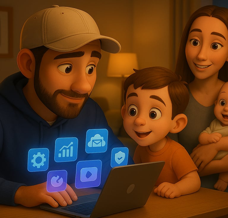 The 7 AI Tools I Use to Run My Marketing Business as a Work-From-Home Dad — Without Missing Time Wit