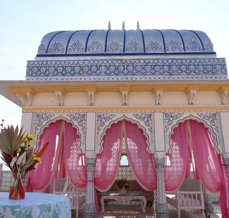 Welcome lunch decor at Taj Rambagh Palace Jaipur