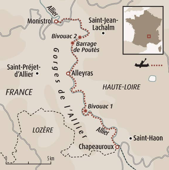 carte rivière chapeauroux alleyras monistrol allier aventure itinérance canoë kayak