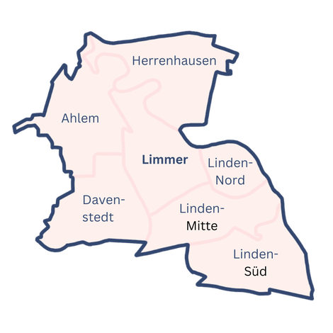 Karte vom Einzugsgebiet der Dogwalking Gruppe
