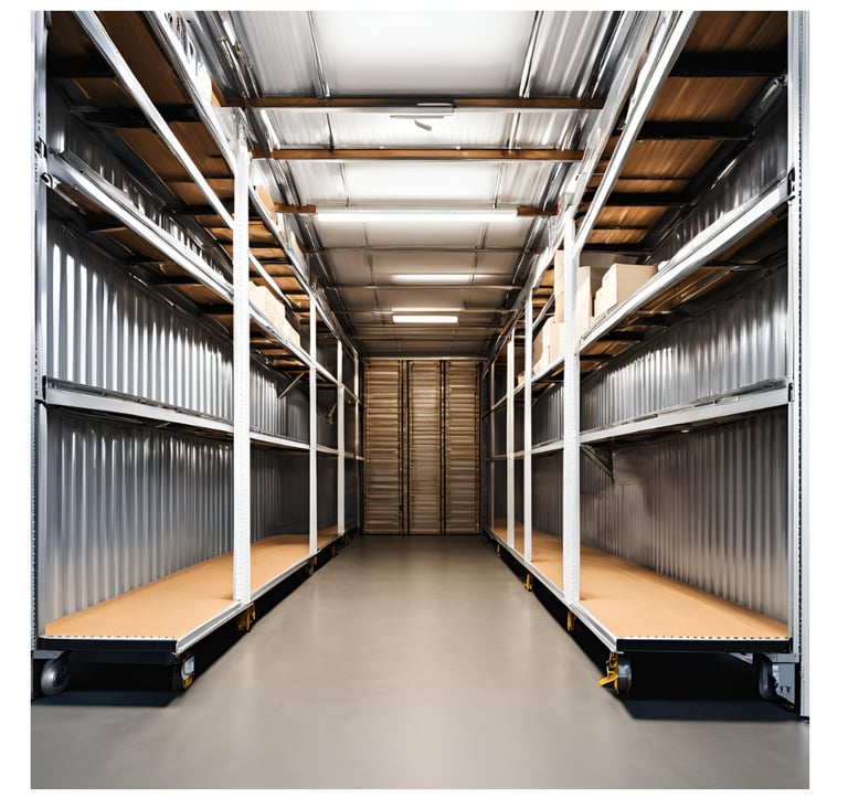 Sandėliukas su lentynom