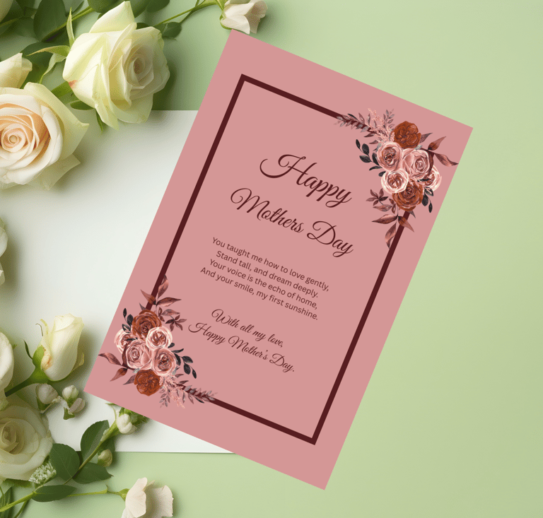 a mother's day card with flowers with heartfelt message