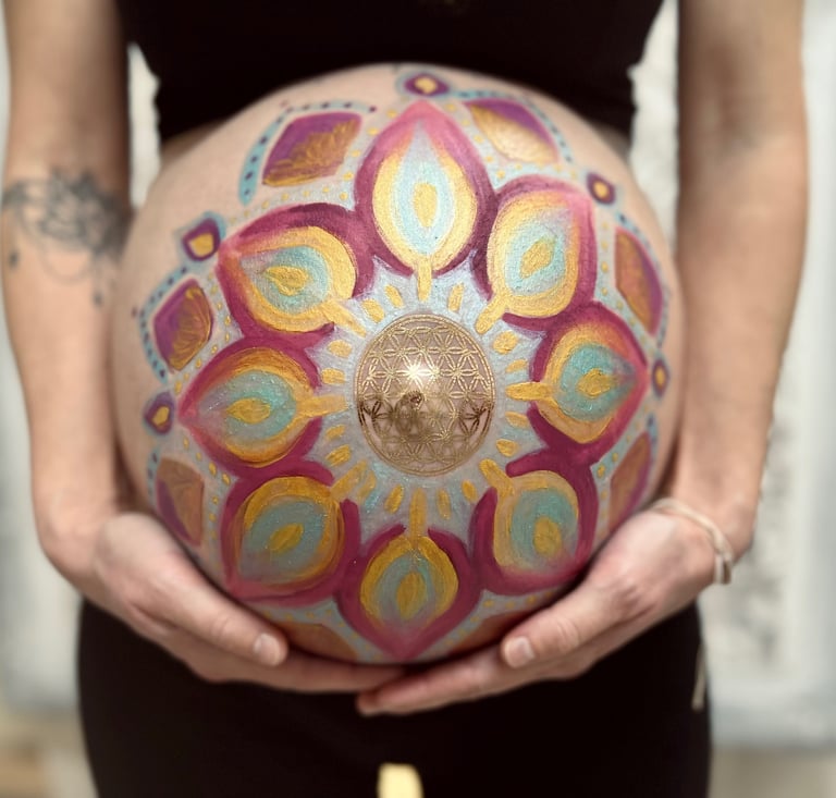 Carmela Martello Bauchmalerei und Geburtskerzen Rituale Schwangerschaft 