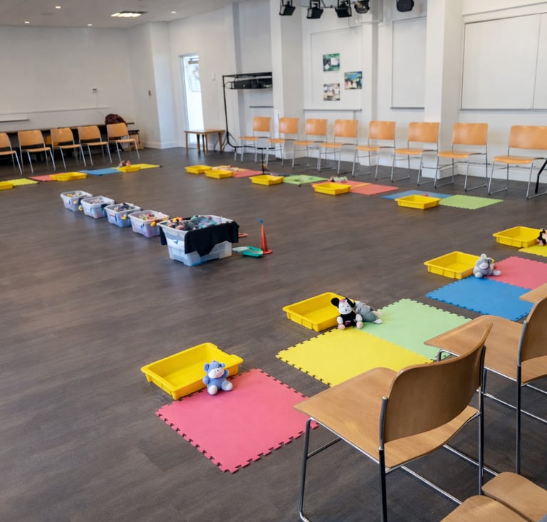 The Musical Box baby and toddler music group flyer showing sessions in Elmdon and Clavering near Saffron Walden.