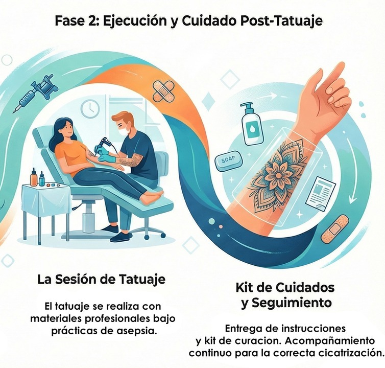 sesión y cuidados del tatuaje