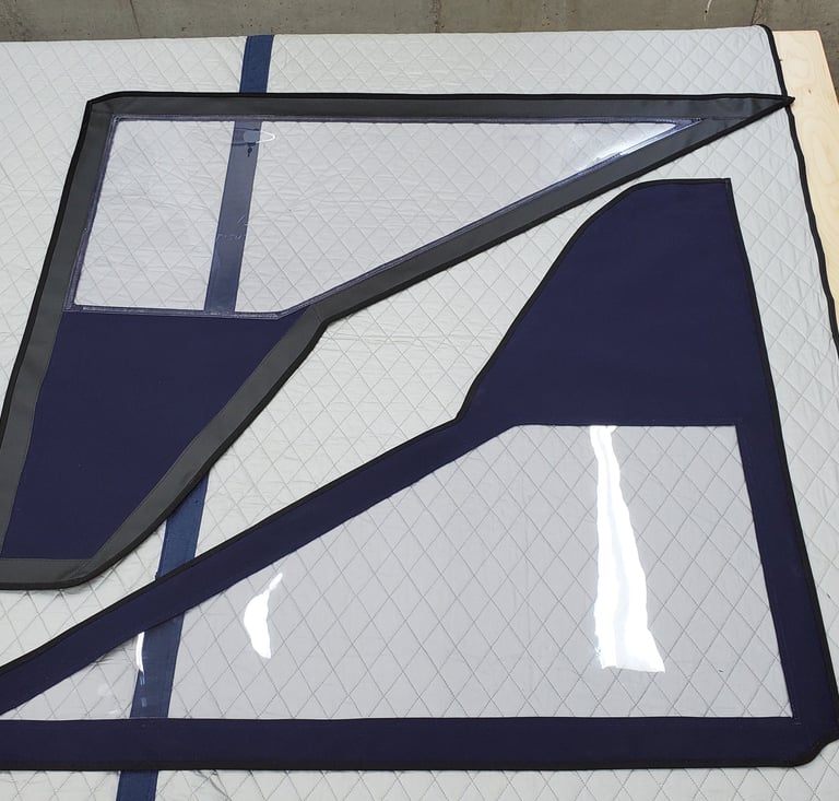 Strataglass and Sunbrella boat window panels