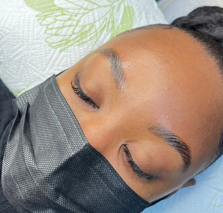 client after briwn tint and lamination treatment