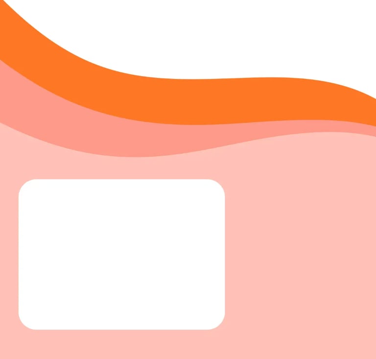 Abstract orange and pink wavy background template with a blank white text box.