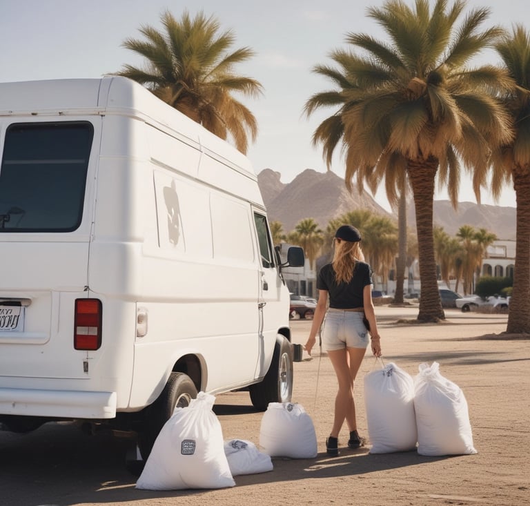 A delivery van ready for towel pickup in the morning.