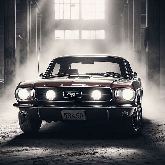 Mustang in a warehouse