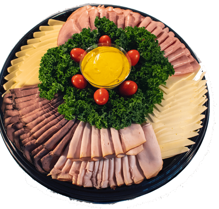a platter of meats and cheeses