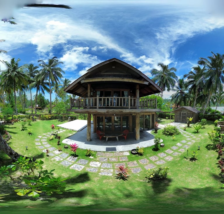 a house with a view of a beach