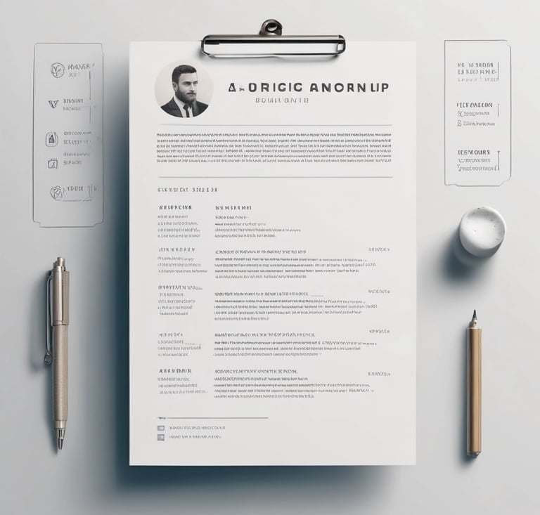 A professional creating a sleek, modern resume on a laptop.