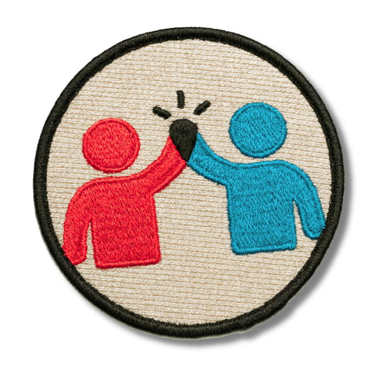 a patchwork of a man giving a fist bump bump bump