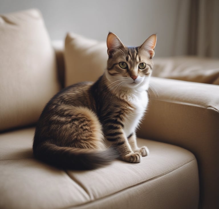 Close-up of Zeropoils device in use, gently removing pet hair from a sofa.
