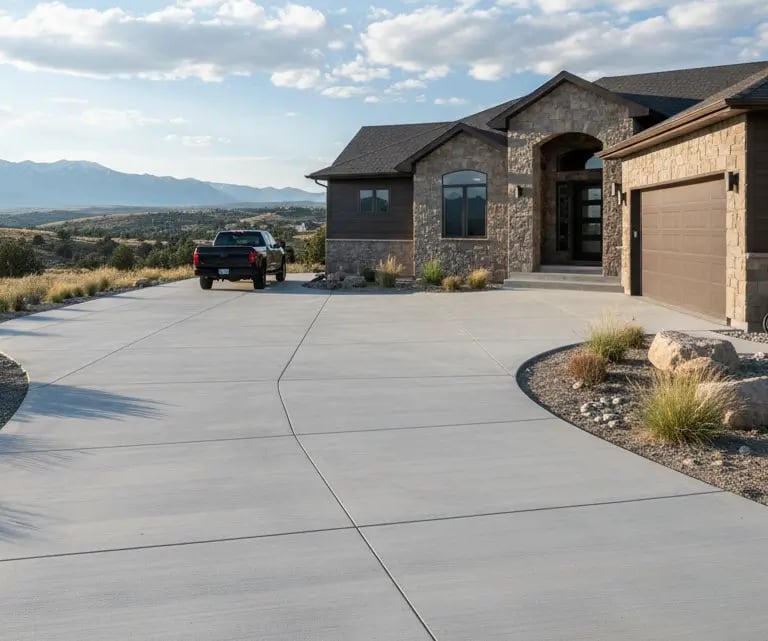huge concrete residential driveway in Eagle Mountain, UT