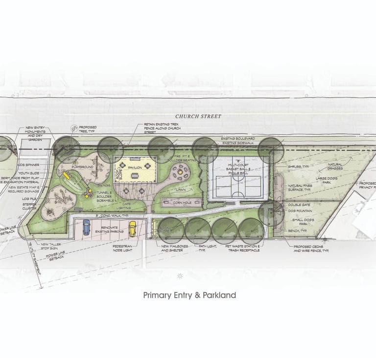 a drawing of a plan for a park