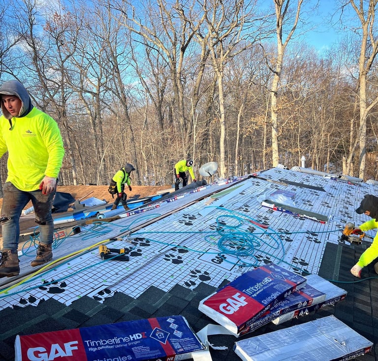 Happy homeowner after roof repair by EagleView Restoration.