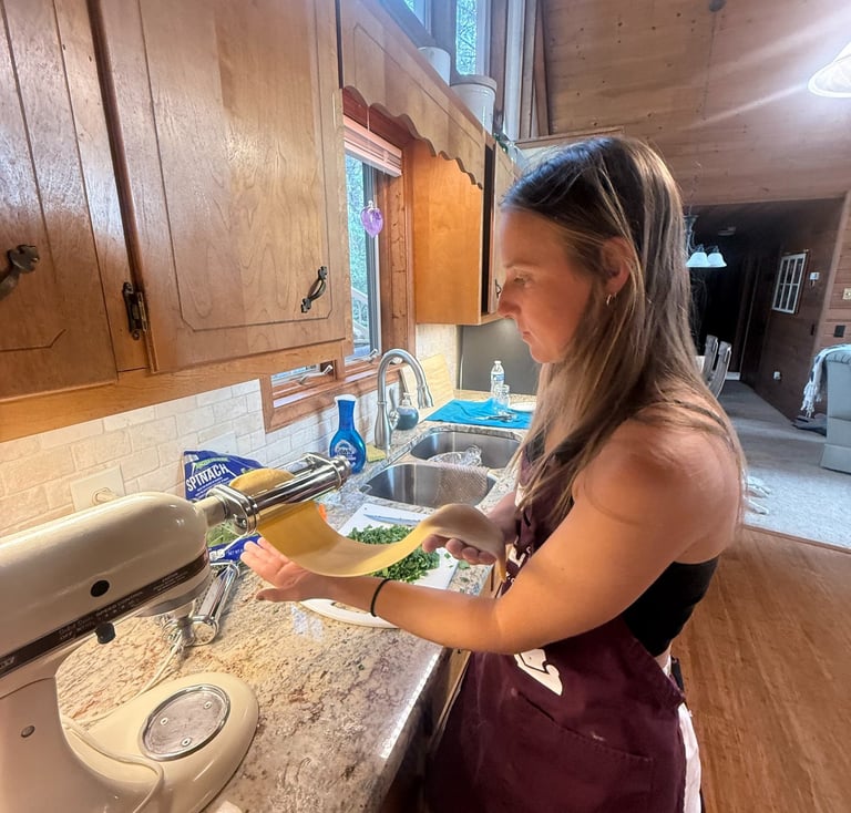 Rolling fresh pasta dough