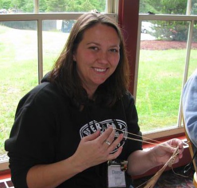 Donya Stockton weaving Stowe basketry art process