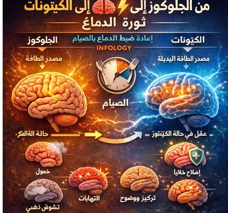 🧠 من الجلوكوز إلى الكيتونات  ثورة الدماغ إعادة ضبط الدماغ بالصيام 2026 