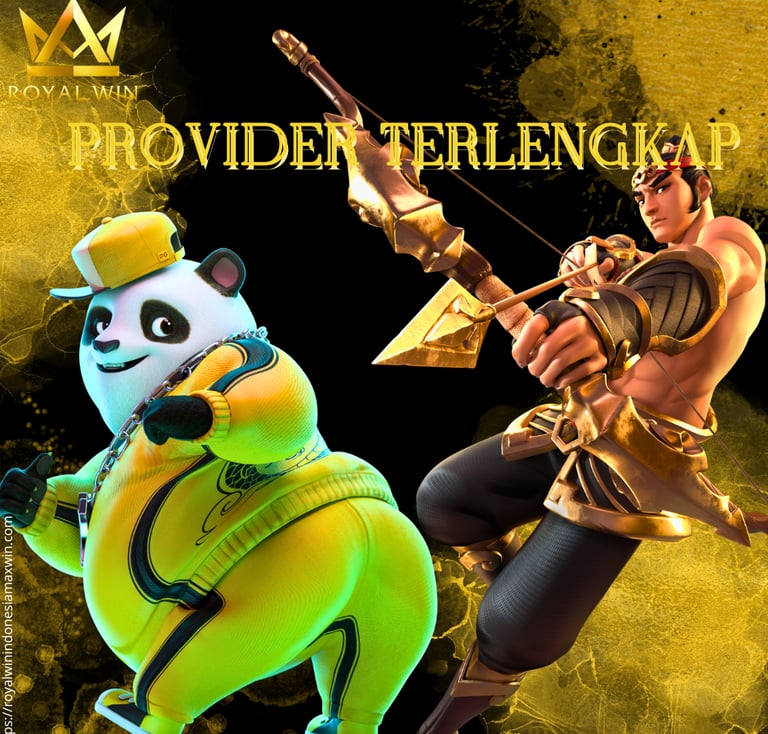 Foto yang menampilkan berbagai logo provider permainan ternama yang tersedia di Royal Win Indonesia,