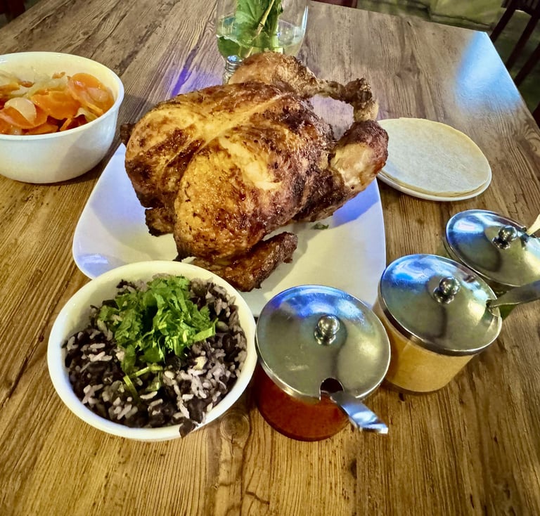 Las Brasas restaurant whole roast chicken family dinner