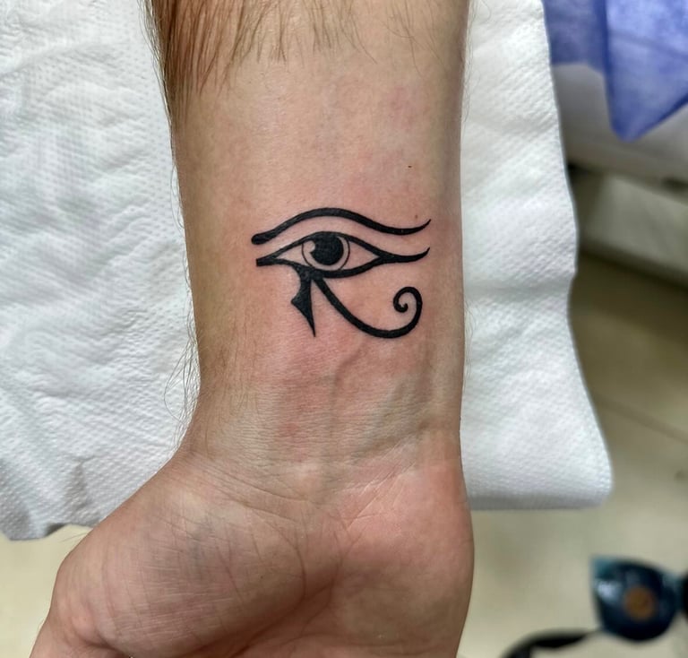 Minimalist hours eye tattoo on wrist — Hurghada Tattoo Studio
